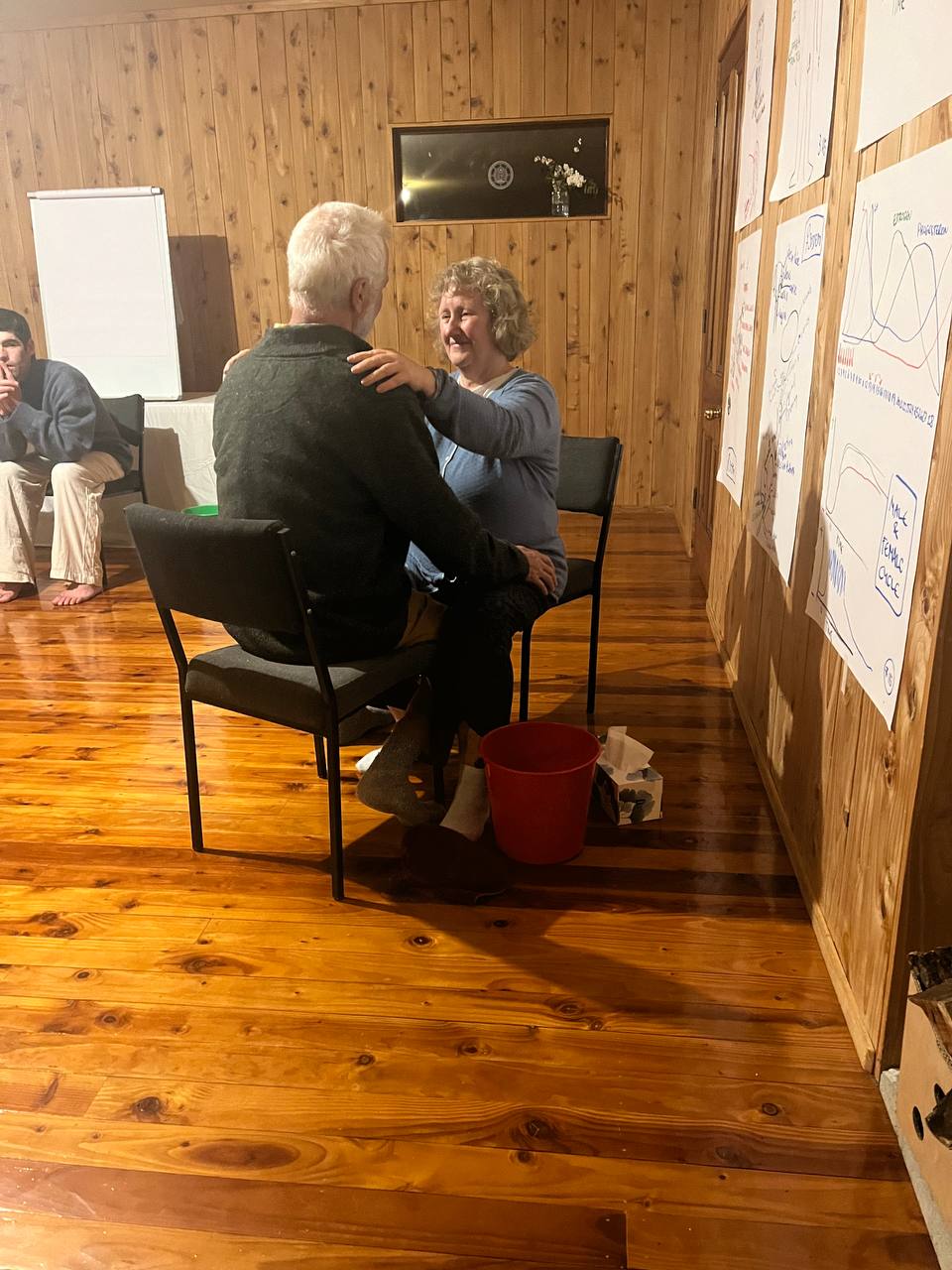 A couple in conversation during a session
